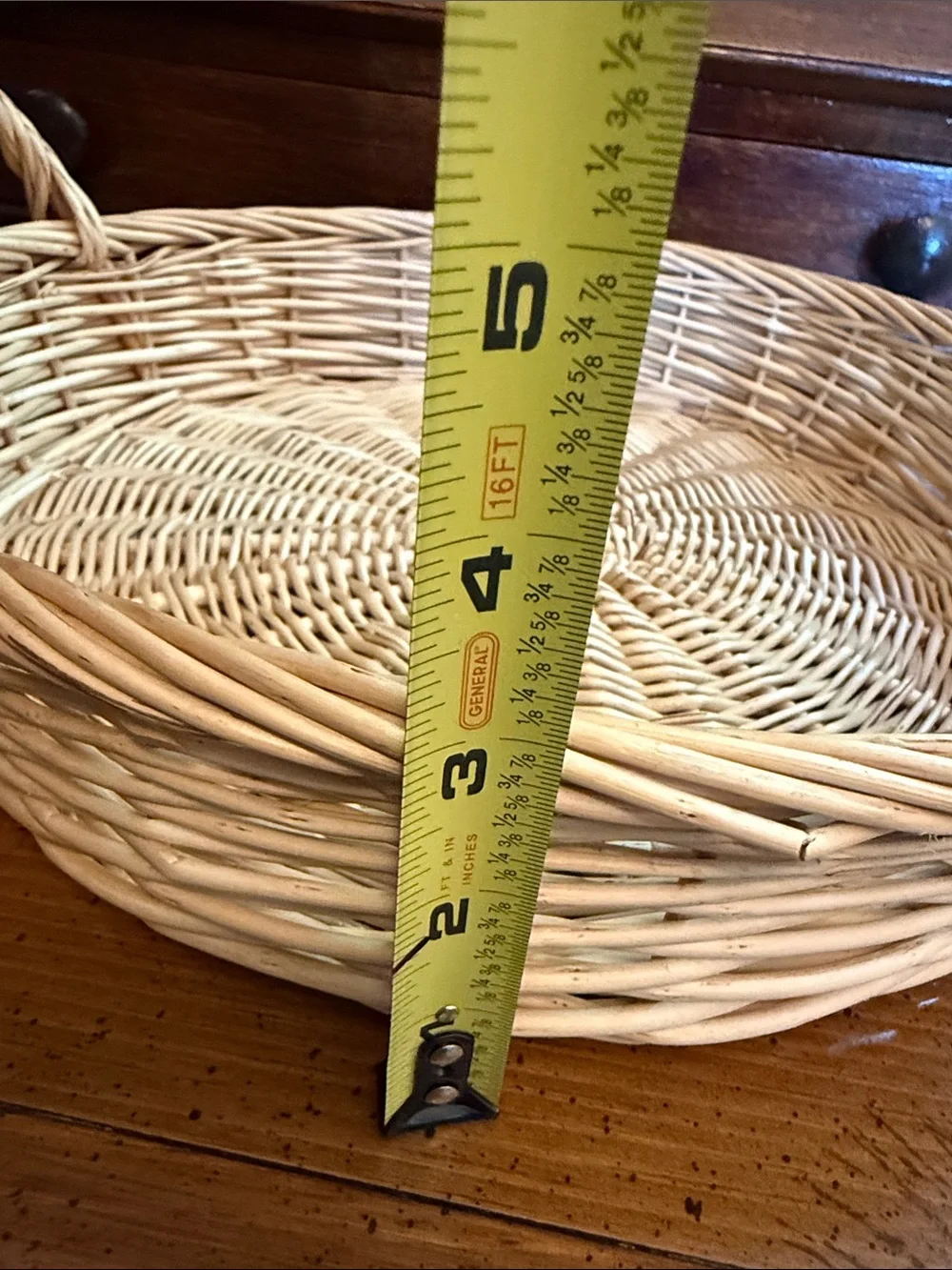 Natural Wicker Serving Basket with Handles - Cream